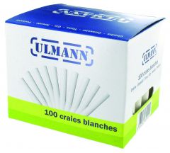 Boîte de 100 craies blanches - bâtons ronds