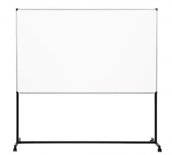 Tableau blanc double face sur piètement à roulettes100 200 cm